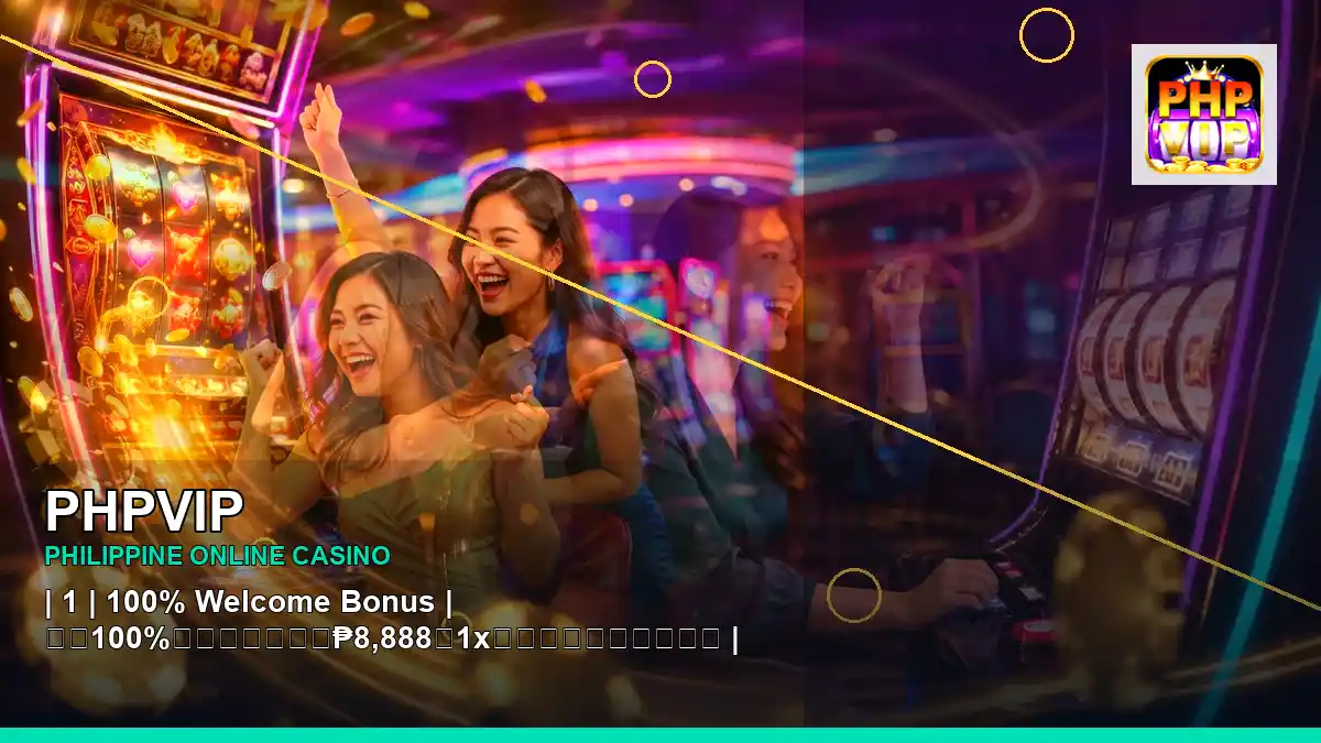 PHPVIP lucky reels online slot games featuring an adult Filipina casino host with a right-diagonal composition