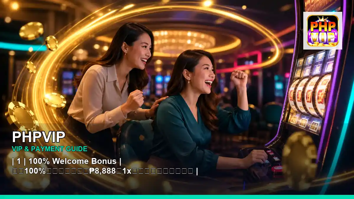 PHPVIP casino cashback rewards featuring an adult Filipina casino host with a dynamic composition
